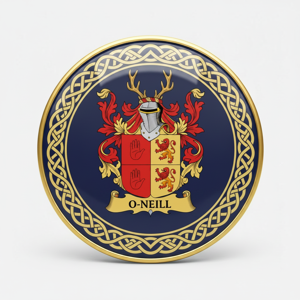 O’Neill Family Crest Coat Arms Pinback 3-inch