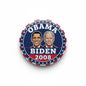 2008 Obama and Biden pinback button, round navy face with stars and red border