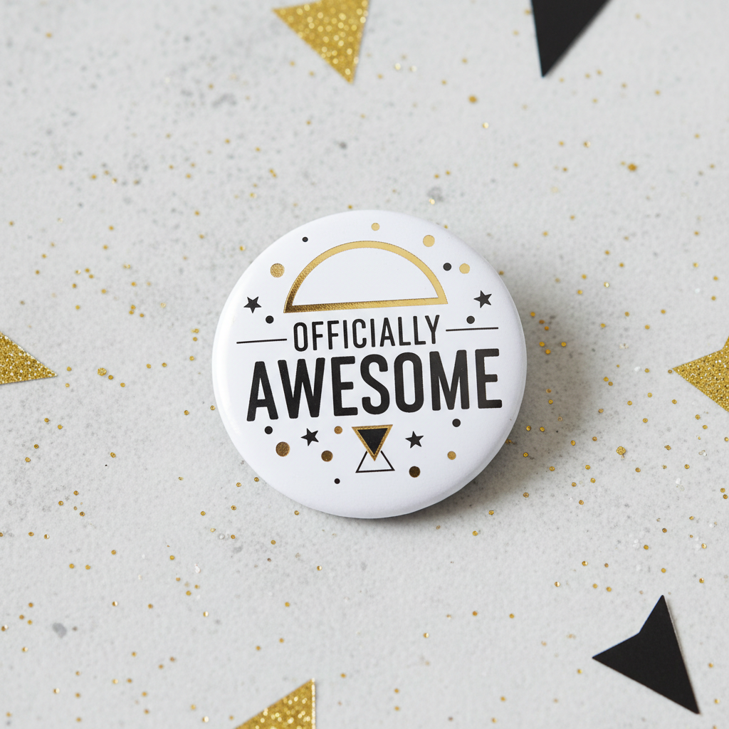 Officially Awesome Modern Simple Birthday Photo Pinback 2.25-inch