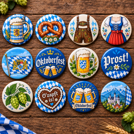 Oktoberfest Beer Bavarian Festival Pin Button 1.25-inch 24 Pcs