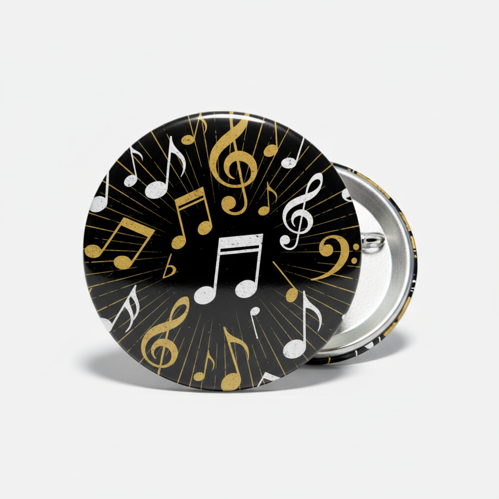 Old School Musical Notes Pinback 2.25-inch