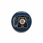 2.25-inch dark blue rotary phone pinback button with white and red phone graphic