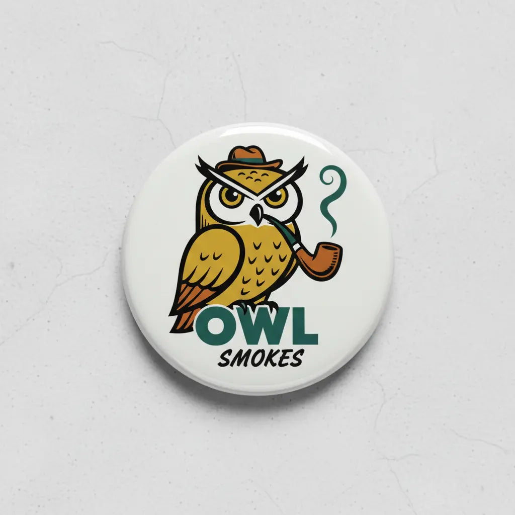 Owl Smoking Pot Pinback 2.25-inch