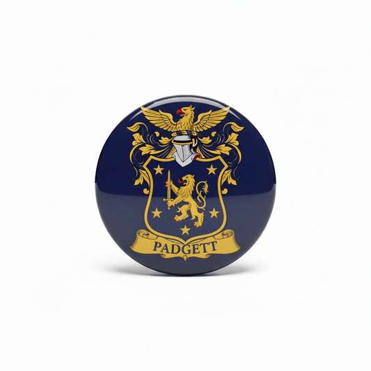 Padgett Family Crest Coat of Arms Pinback 3-inch - My Pinbacks