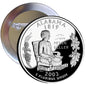 Alabama State Quarter mint pinback button with raised coin design and clasp pin, 2.25 in
