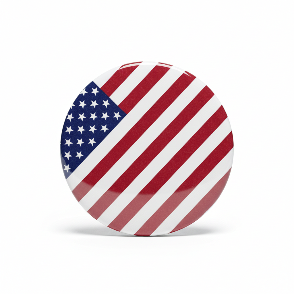 Patriotic USA American Flag Red White and Blue Pinback 2.25-inch
