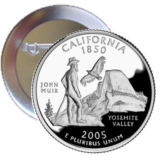 Pinback d'image de quart de dollar de l'État de Californie 2,25"