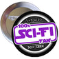 SciFi fan pinback button with purple and black “100% SciFi Fan” design, 2.25-inch