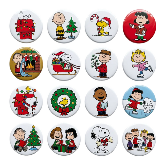Christmas Theme Collection Pin Button 1.25-inch 16 Pcs Stocking Stuffers
