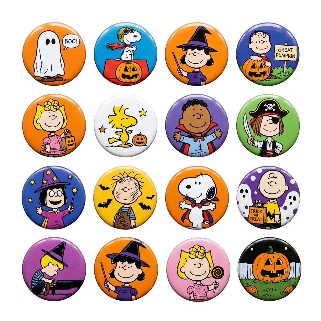 Halloween Theme Collection Pin Button 1.25-inch 16 Pcs