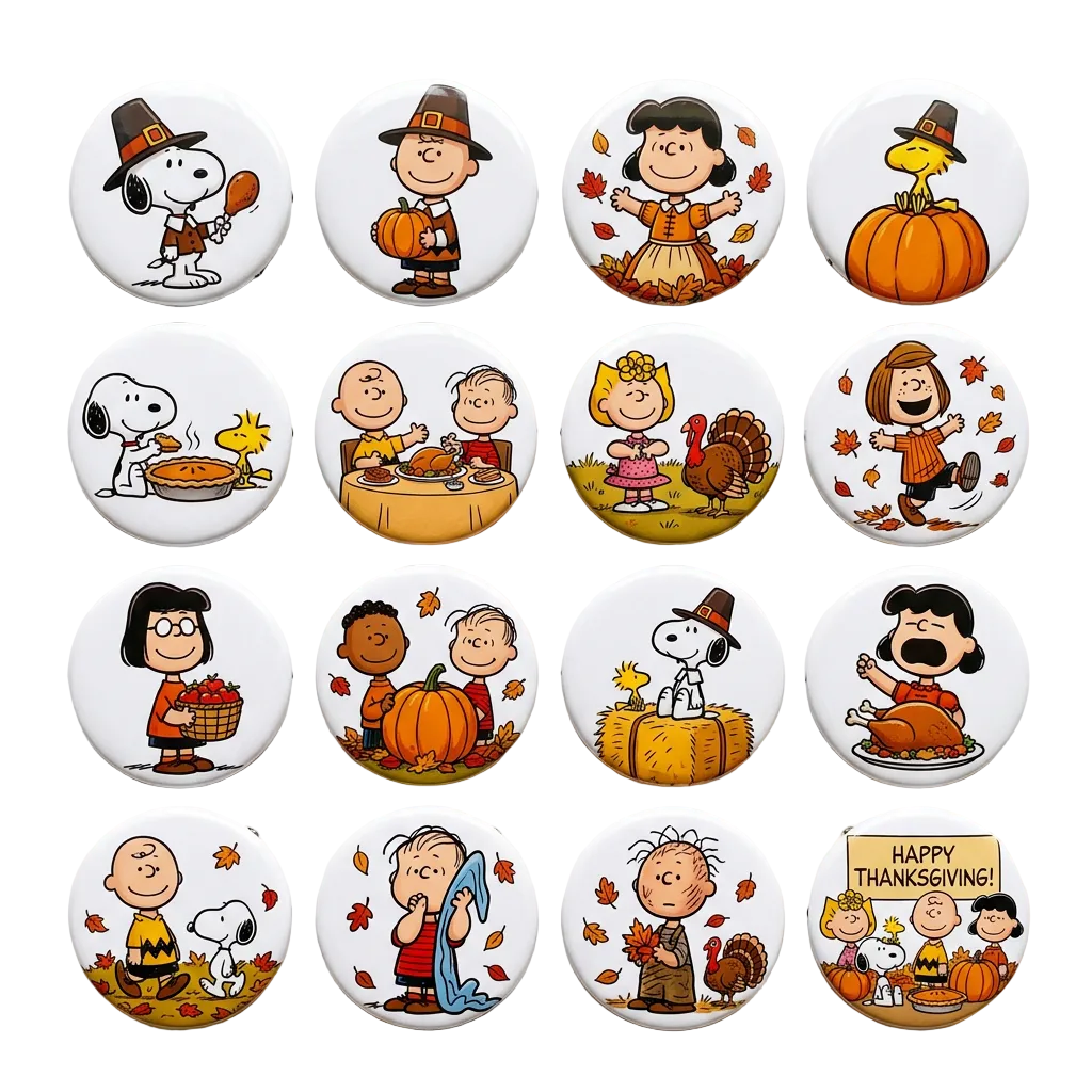 Thanksgiving Theme Collection Pin Button 1.25-inch 16 Pcs