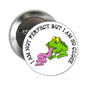 2.25-inch round frog magnet with text and metal pin back