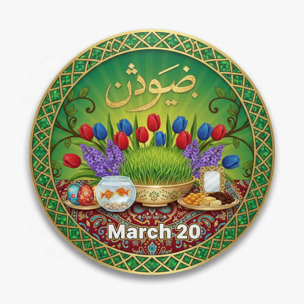 Persian New Year March 20 Pinback 2.25-inch