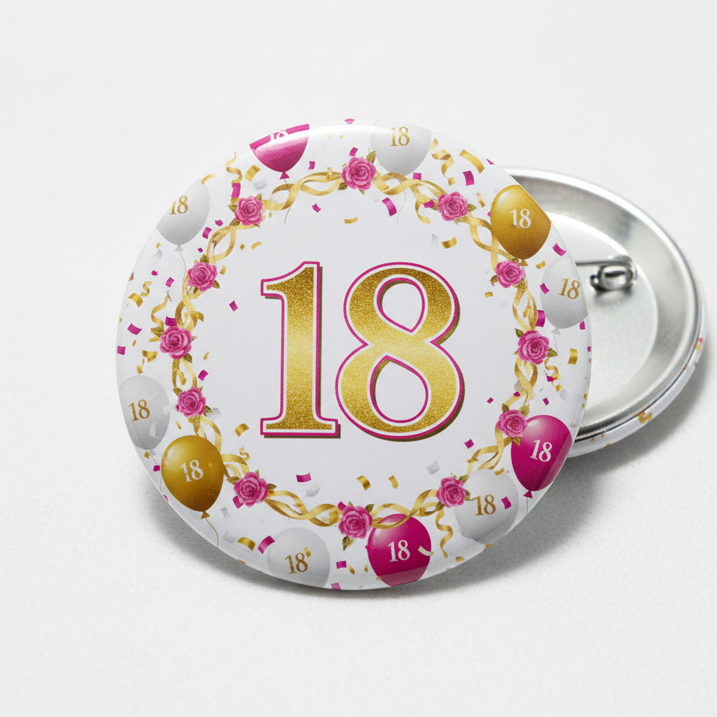 Personalized th Birthday Photo Pinback 2.25-inch