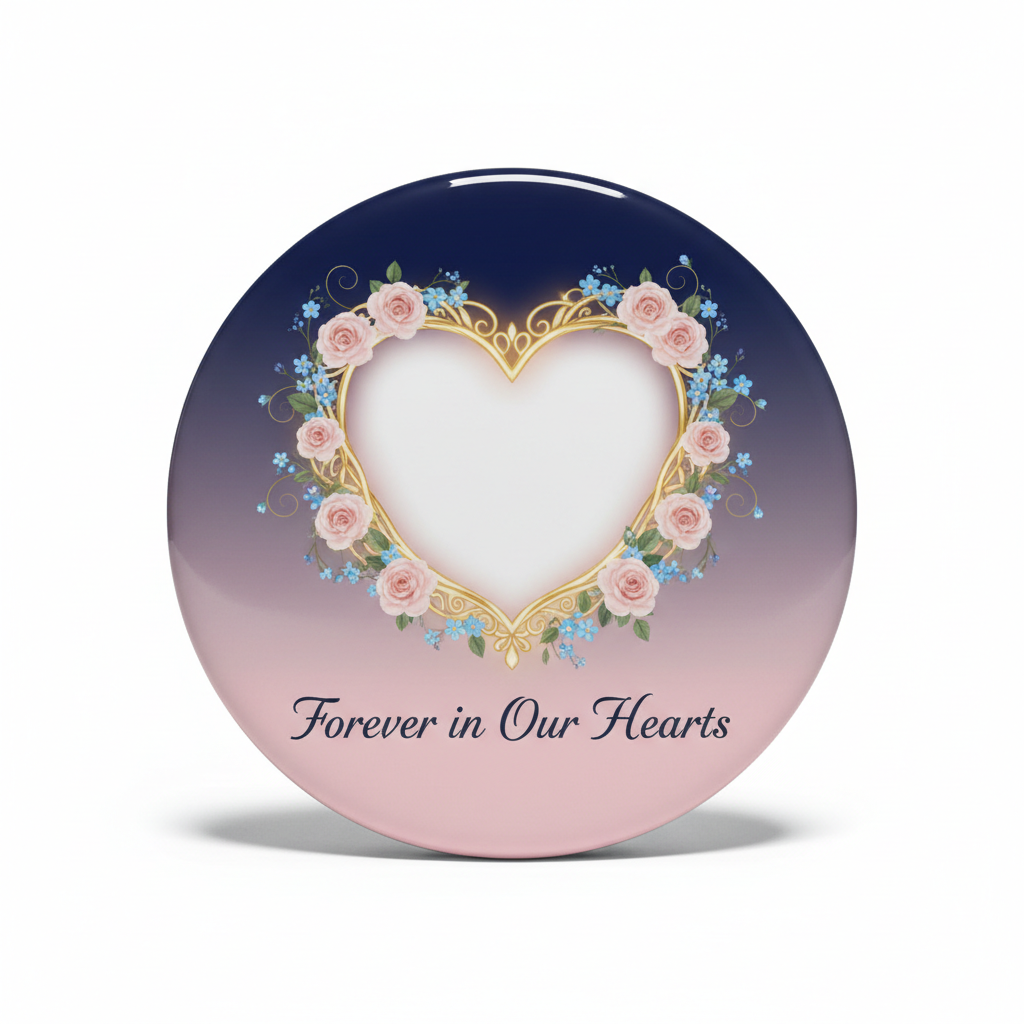 Personalized Heart Photo Memorial Pinback 2.25-inch