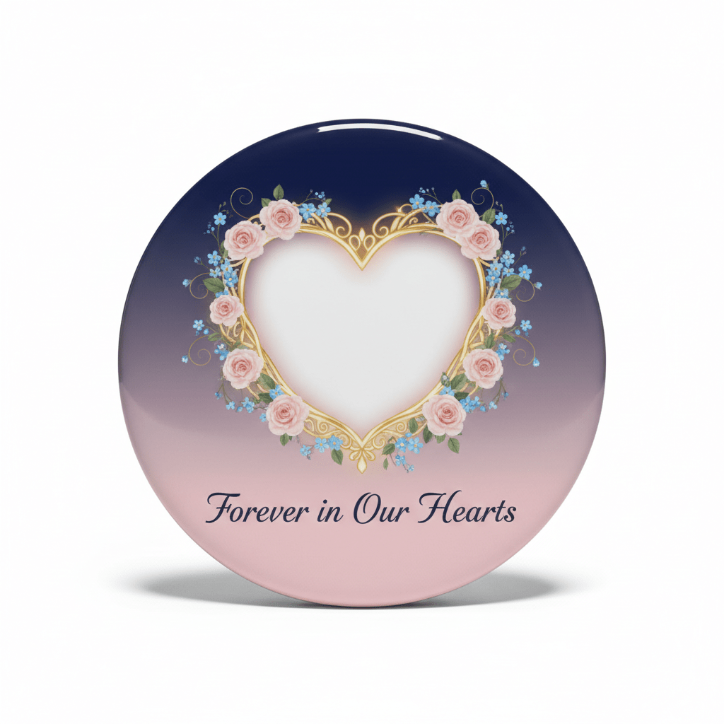 Personalized Heart Photo Memorial Pinback 2.25-inch - My Pinbacks
