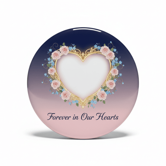 Personalized Heart Photo Memorial Pinback 2.25-inch - My Pinbacks