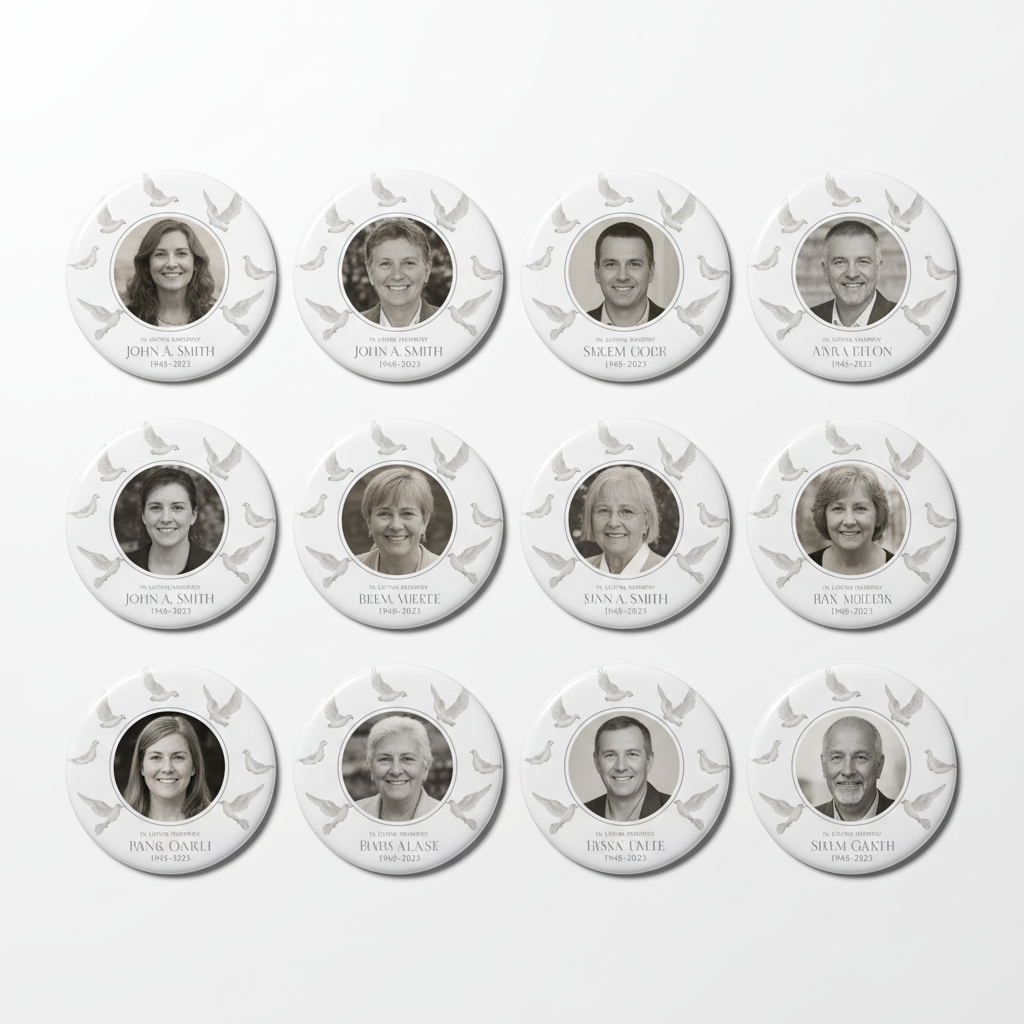 Personalized Photo Memorial Button Adult Pinback 2.25-inch 10 Pcs
