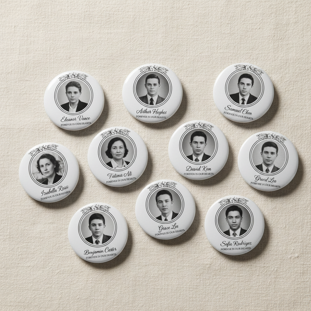 Personalized Photo Memorial Button Adult Pinback 2.25-inch 10 Pcs