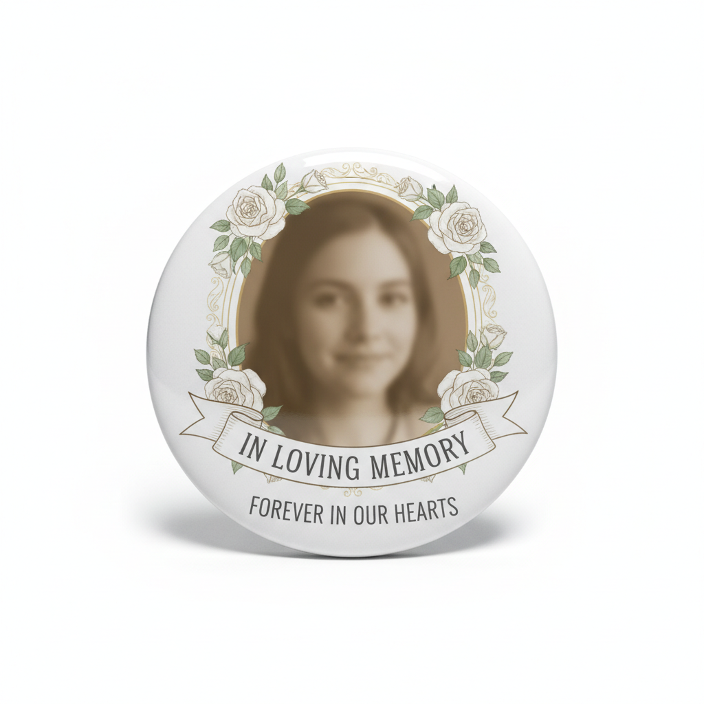Personalized Photo Memorial Button Adult Pinback 2.25-inch 10 Pcs