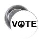 1.25-inch round pinback button with “VOTE” and peace symbol graphic