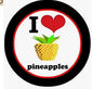 1.25-inch pinback button with I heart pineapples text and pineapple graphic
