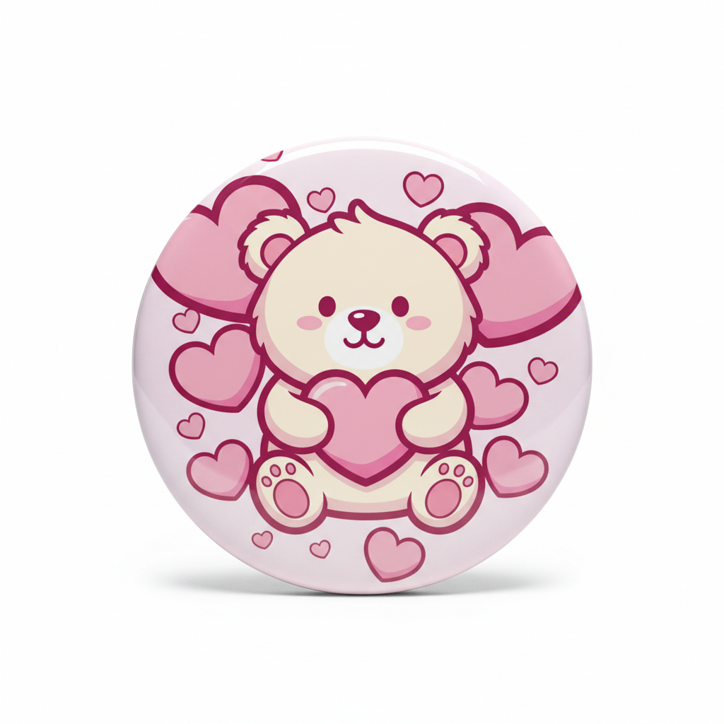 Pink Heart Bear Pinback 2.25-inch