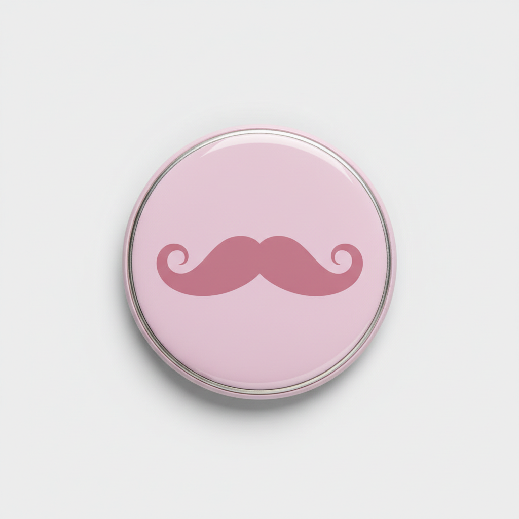 Pink on Pink Moustache Button Pinback 2.25-inch