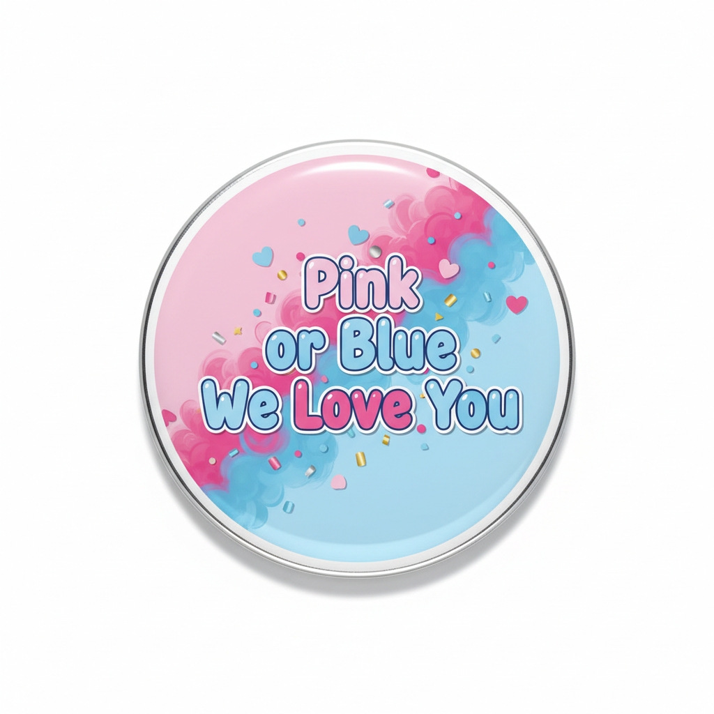 Pink or Blue We Love You Baby Gender Reveal Smoke Pinback 2.25-inch