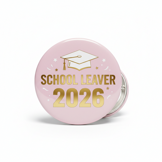 Pink School Leaver 2026 Graduate Pinback 2.25-inch