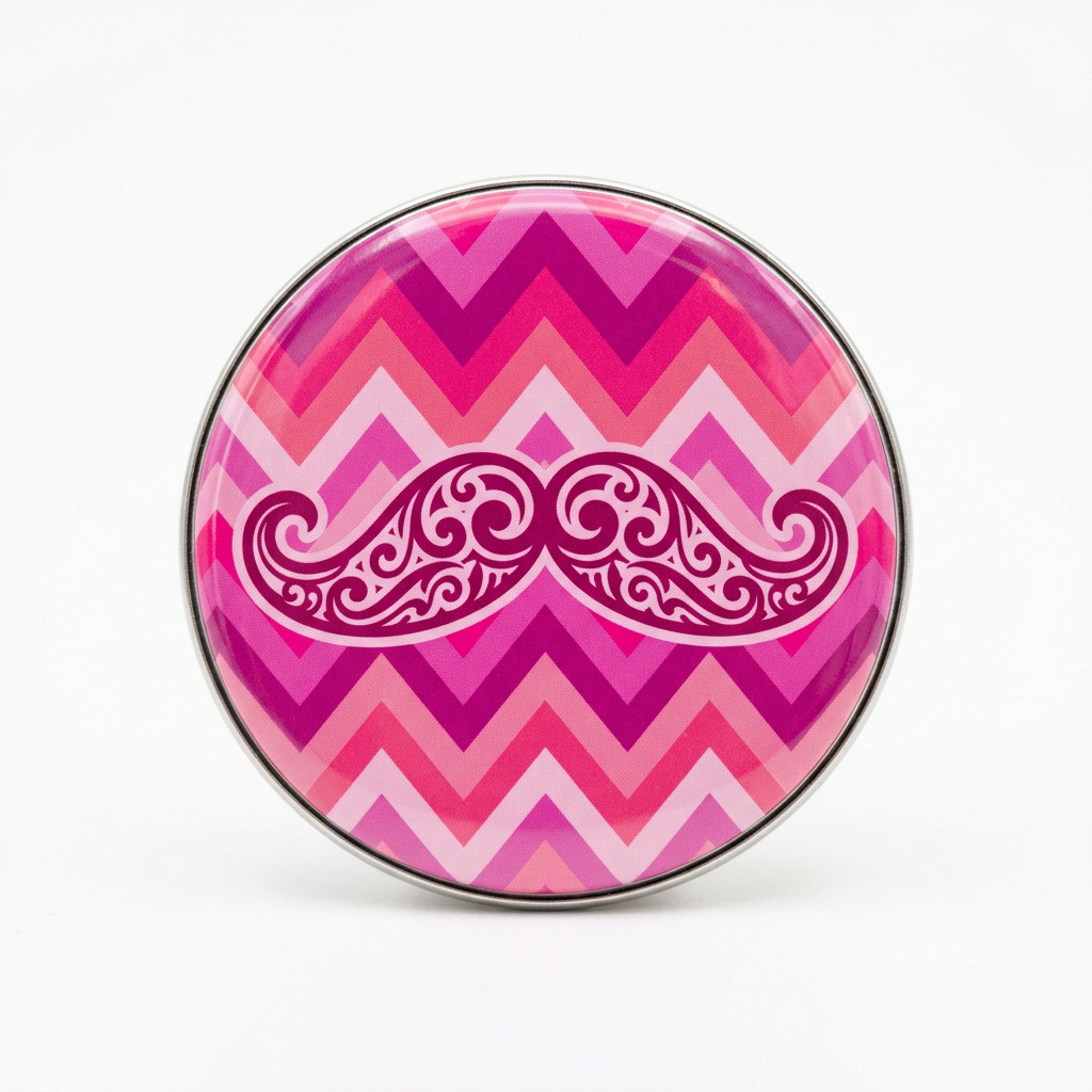 Pink Zig Zag Moustache Pin Button 2.25-inch