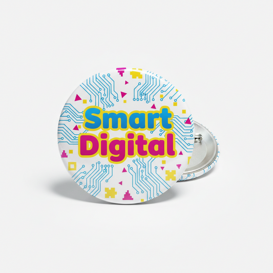 Customizable rhinestones white Pin Button 2.25-inch
