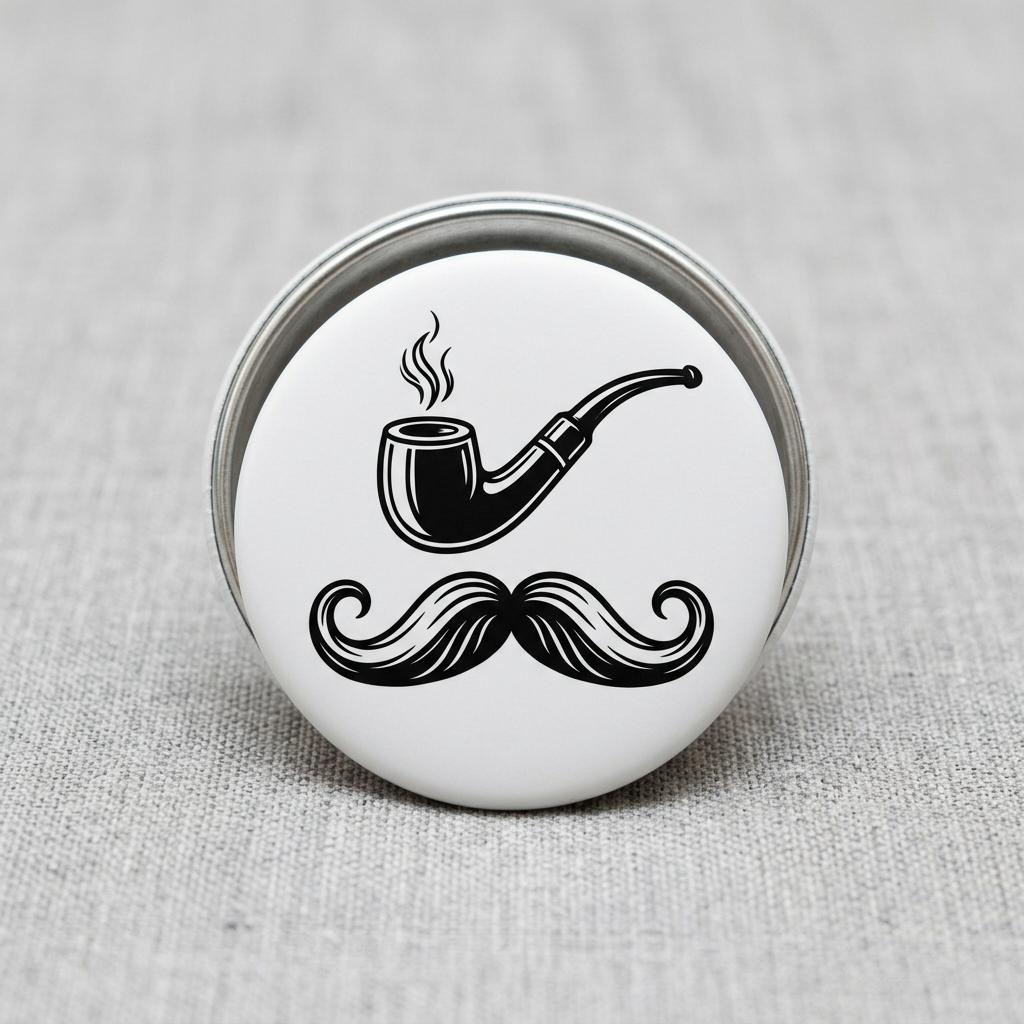 Pipe and Moustache Pin Button 2.25-inch