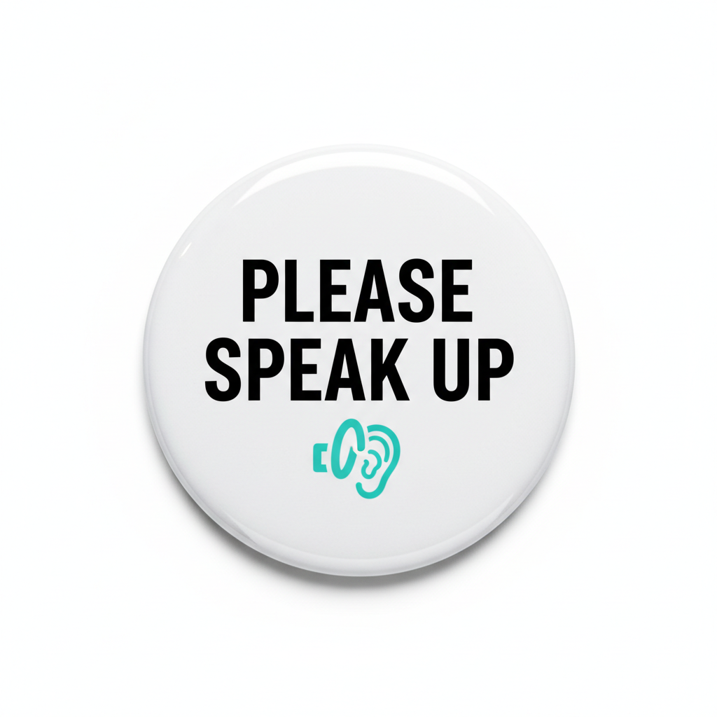 Please Speak Up Hard of Hearing Pinback 2.25-inch