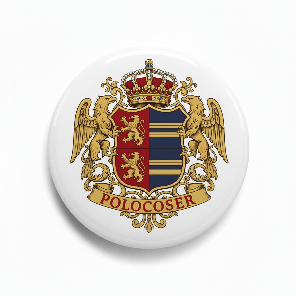 Polocoser Family Crest Coat of Arms Pinback 3-inch - My Pinbacks
