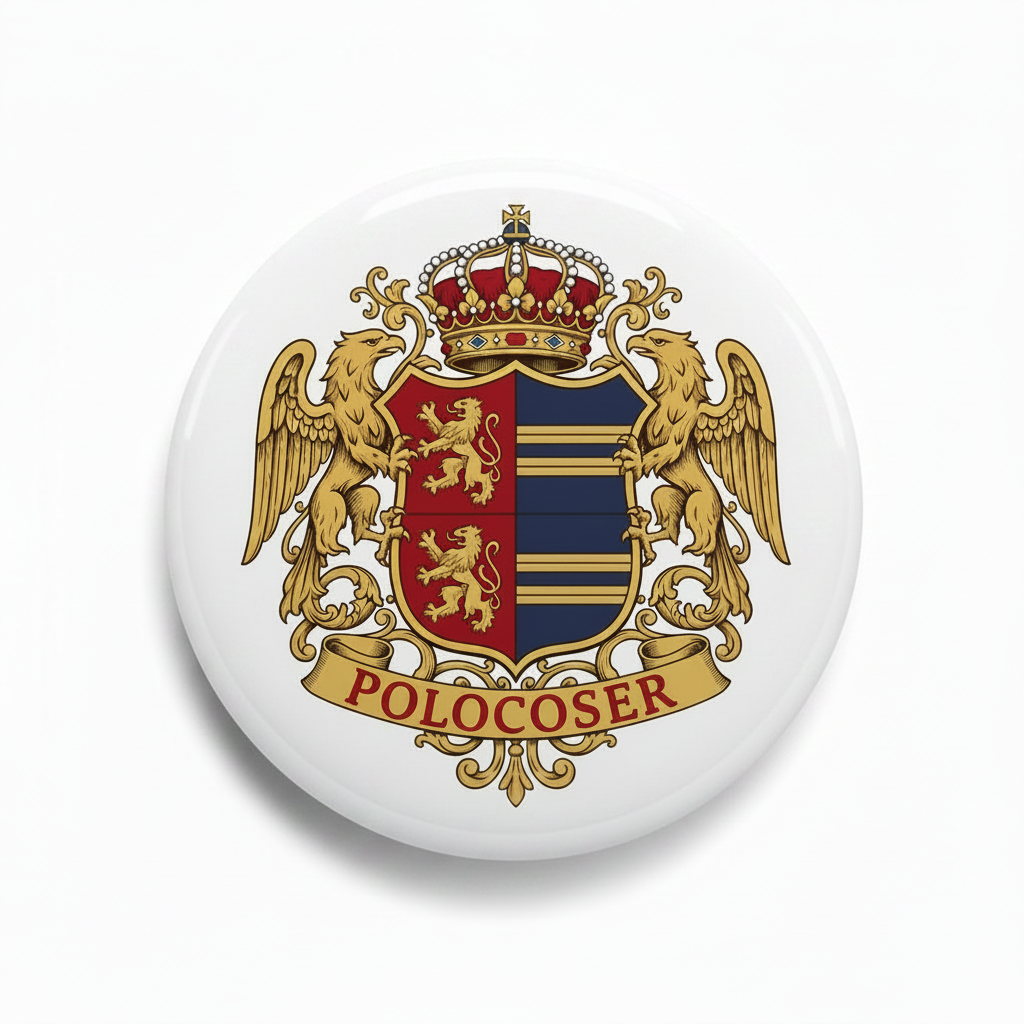 Polocoser Family Crest Coat of Arms Pinback 3-inch