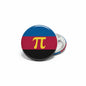 Poly pride flag pinback button with pi symbol, metal pin back.