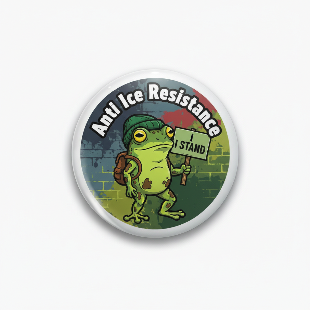 Portland Frog Protest Anti Ice Resistance I Stand Pinback 2.25-inch