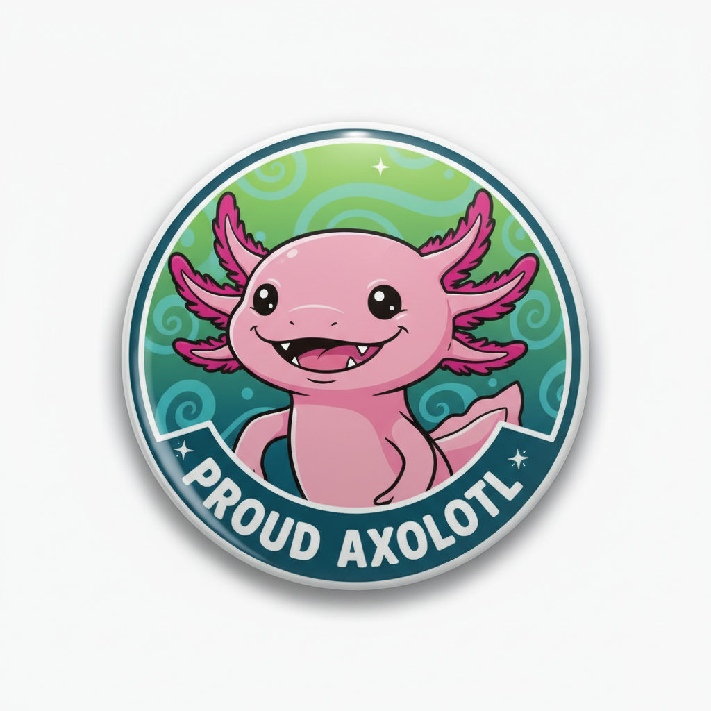Proud Axolotl Pinback 2.25-inch