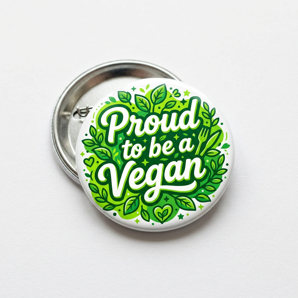 Proud to be a Vegan Pin Button 2.25-inch