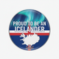 2.25-inch pinback button with 'Proud to be an Icelander', flag and map