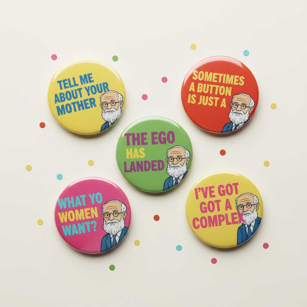 Psychologist Freud Quotes Funny Pinback 1.25-inch 5 Pcs