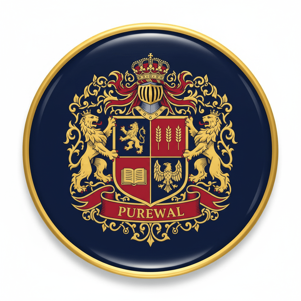Purewal Family Crest Coat of Arms Pinback 3-inch - My Pinbacks