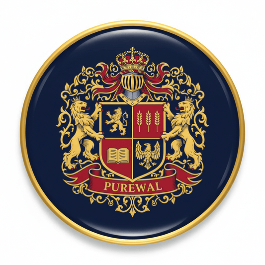 Purewal Family Crest Coat of Arms Pinback 3-inch - My Pinbacks
