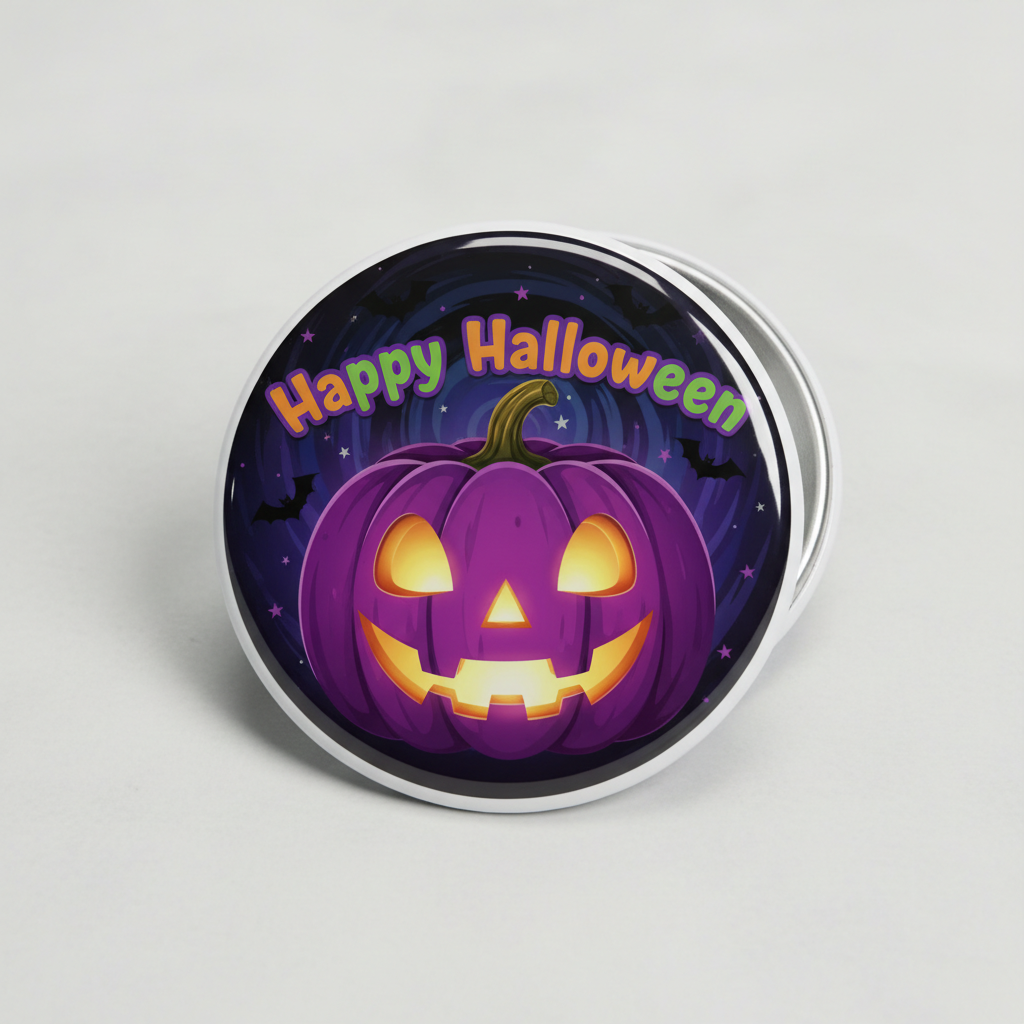 Purple Happy Halloween Pumpkin Pinback 2.25-inch