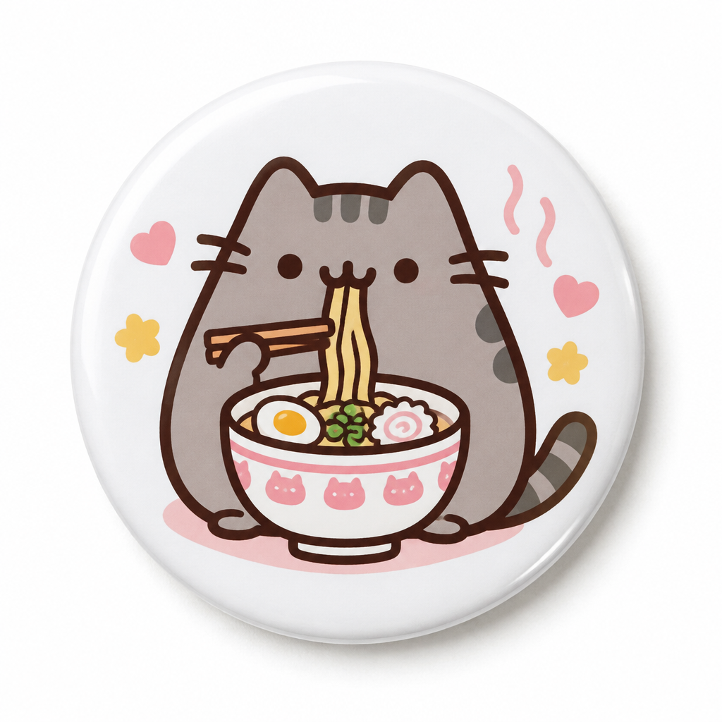 Pusheen Noodles Pin Button 2.25-inch