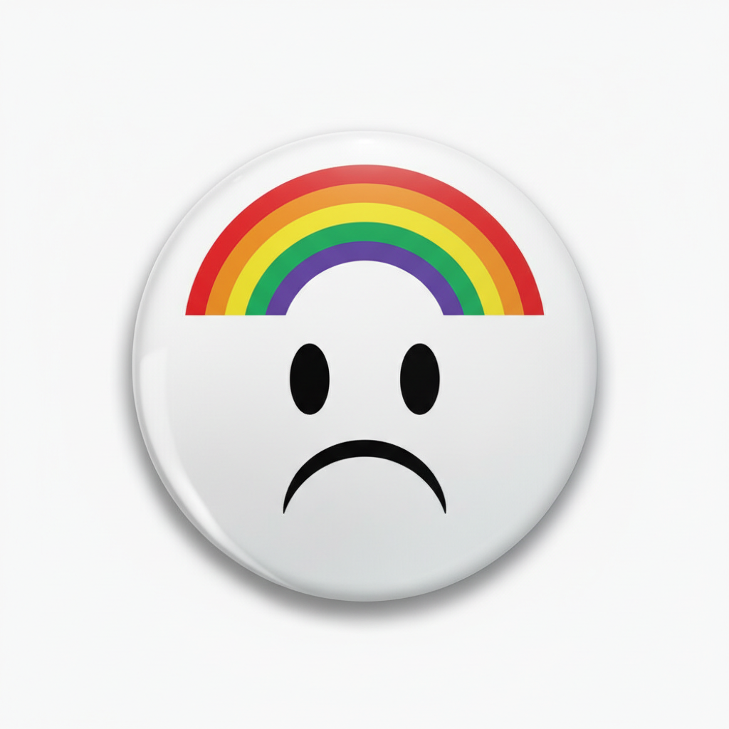 Rainbow Frowny Face Pinback 2.25-inch