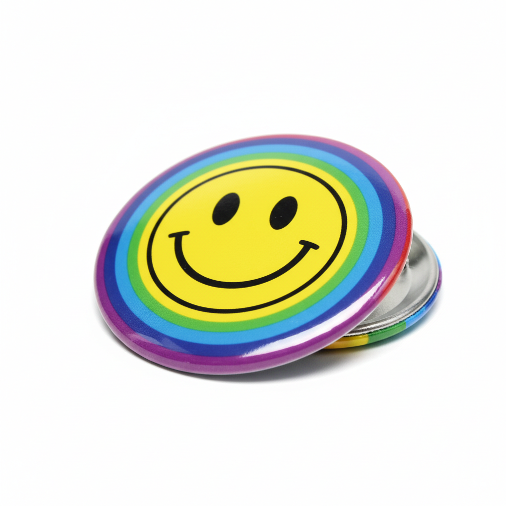 Rainbow Smiley Name Pinback 2.25-inch
