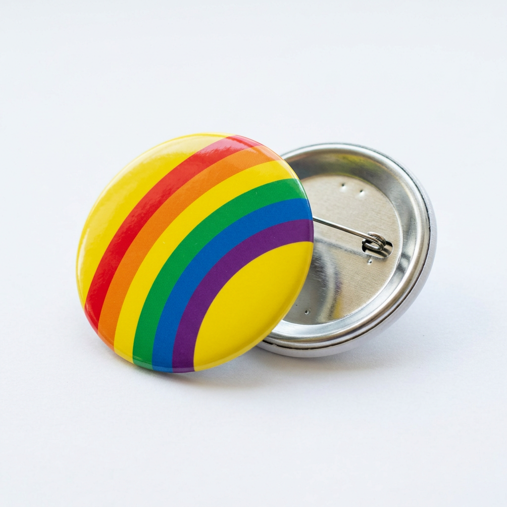 Rainbow Yellow Pin Button 2.25-inch
