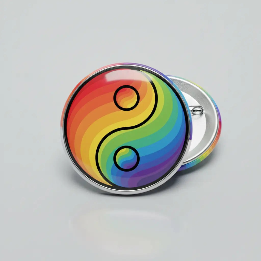 Rainbow Ying Yang Pinback 2.25-inch
